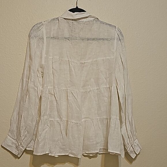 ZARA LINEN TIERED BLOUSE SIZE M - Picture 4 of 10